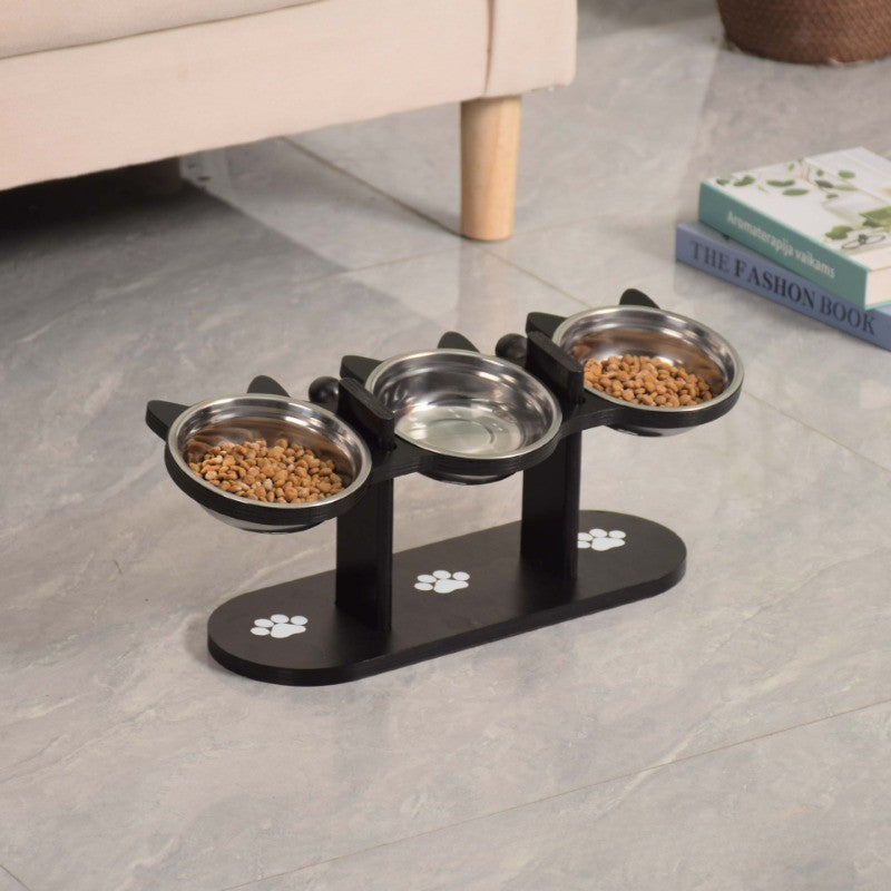 Elevated Triple Cat Bowl Feeder