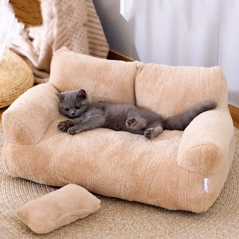 Plush Sofa Pet Bed for Cats and Small Dogs